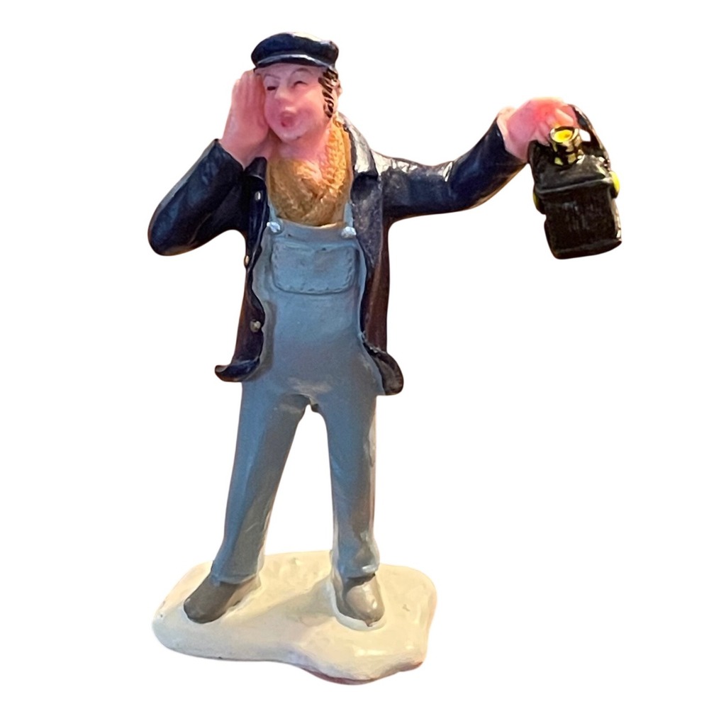 Lemax Christmas Village Dept 56 Miniature‎ man holding lantern light train